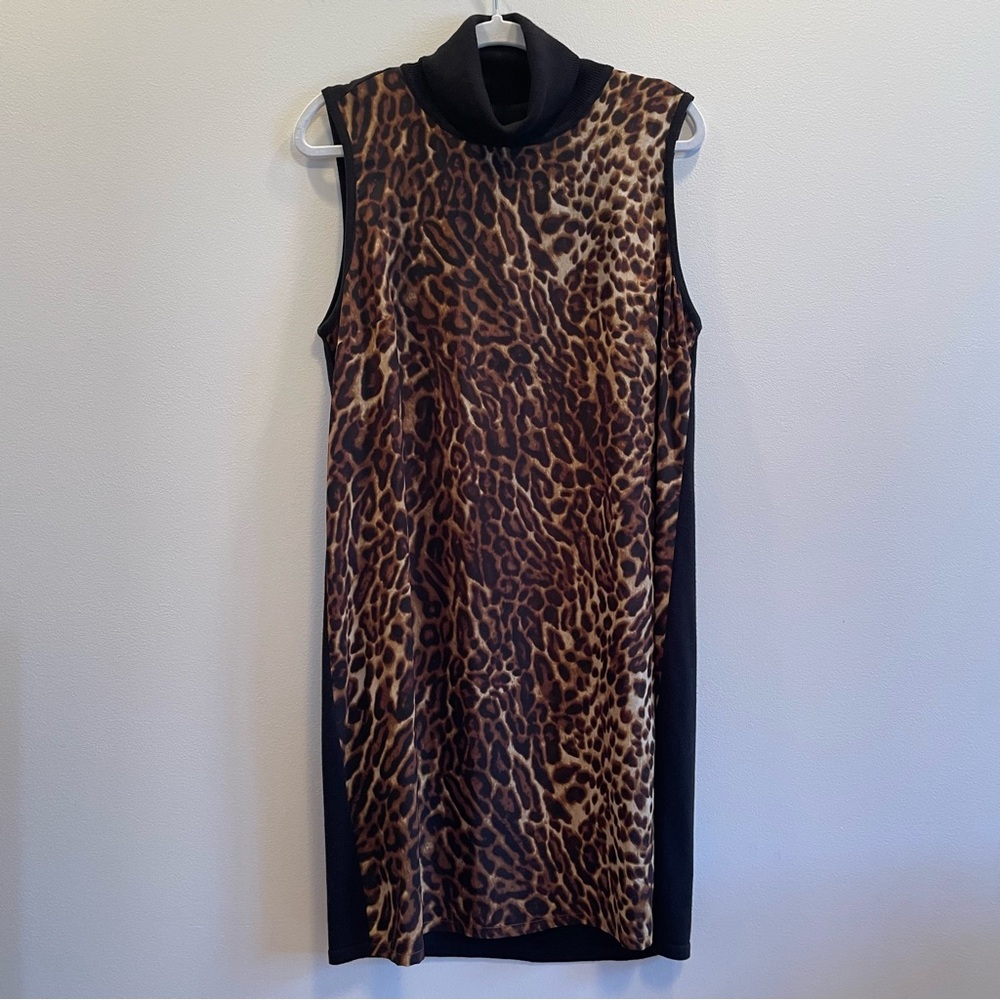 COPY - Ralph Lauren animal print turtleneck silk blend dress.